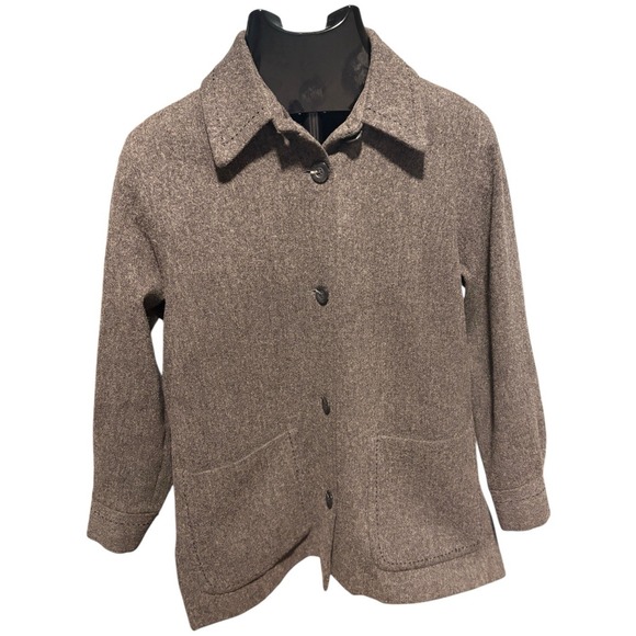 Vtg J Jill 100% Wool Charcoal Grey Button Up Cardigan Sweater Shacket Women's S - Picture 1 of 9